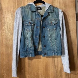 Denim hoodie trucker jacket